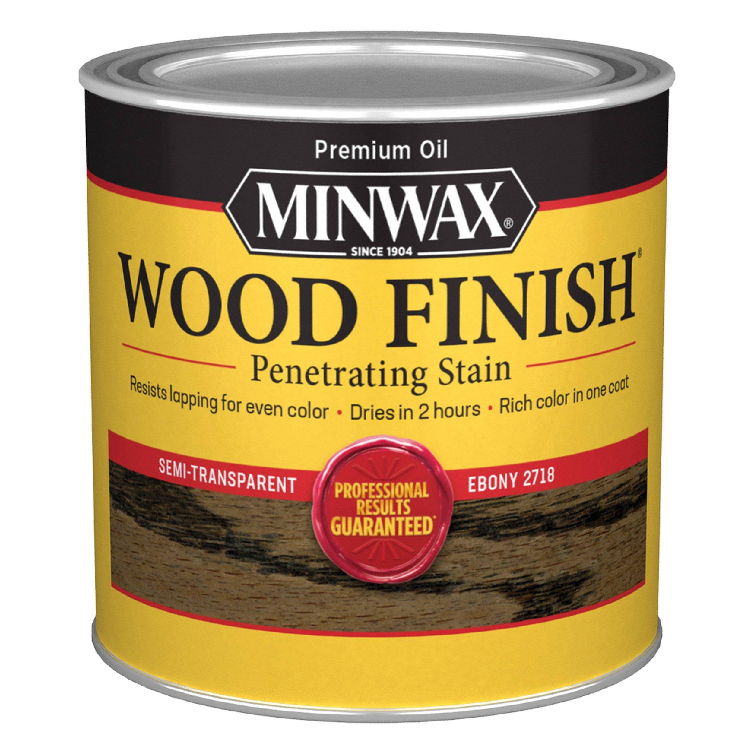 Minwax Interior Oil Based Wood Finish Stain - Ebony, 1/2 Pint