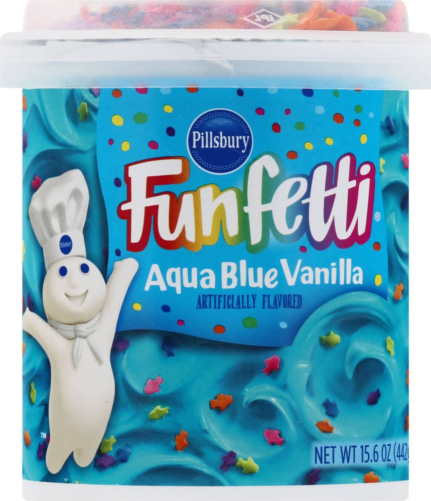Pillsbury Funfetti Frosting, Aqua Blue Vanilla - 15.6 oz