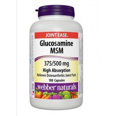 Webber Naturals Glucosamine MSM Supplement - 375 mg/500mg, 180 Capsules