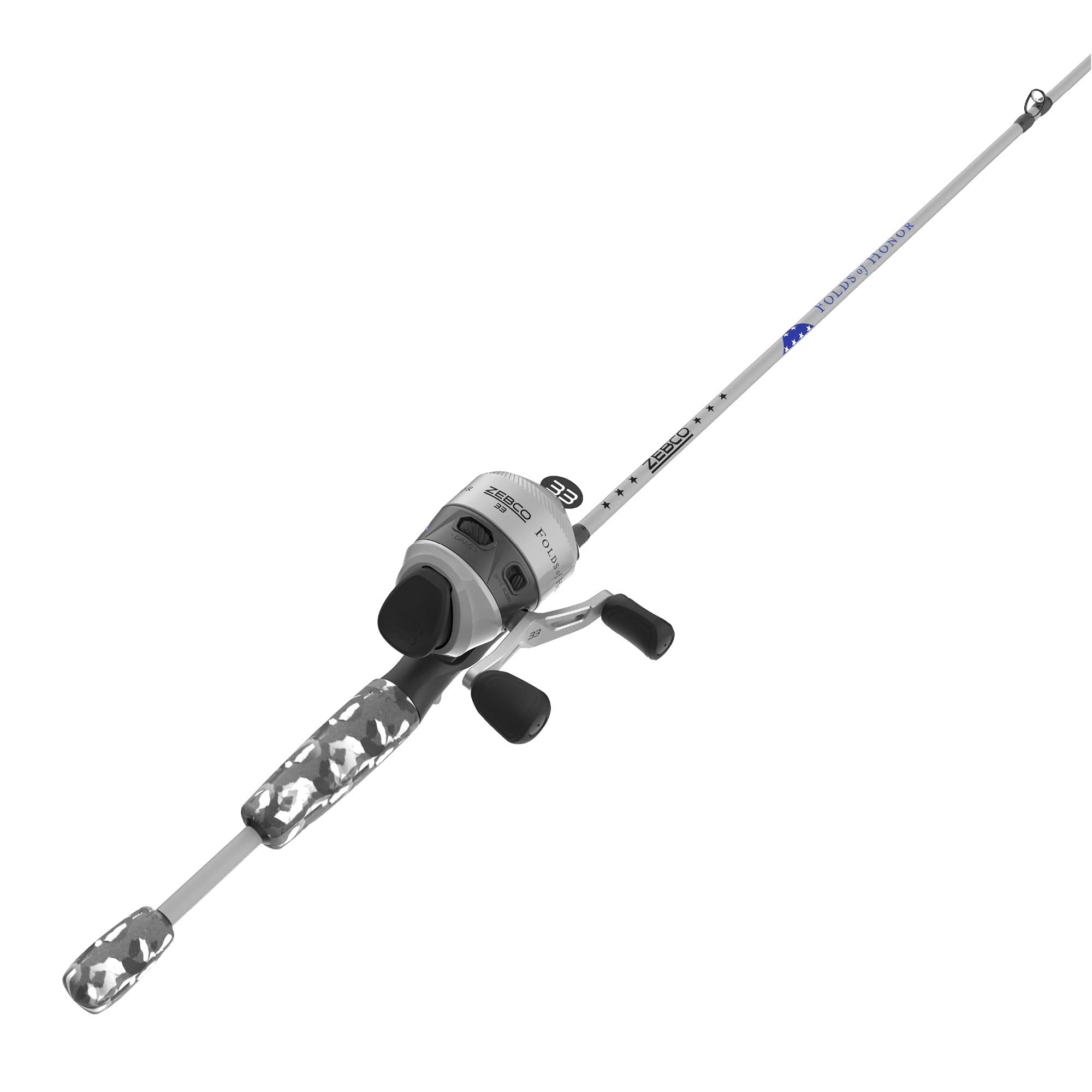 Zebco Folds of Honor Spinning Reel and 2-piece Fishing Rod Combo