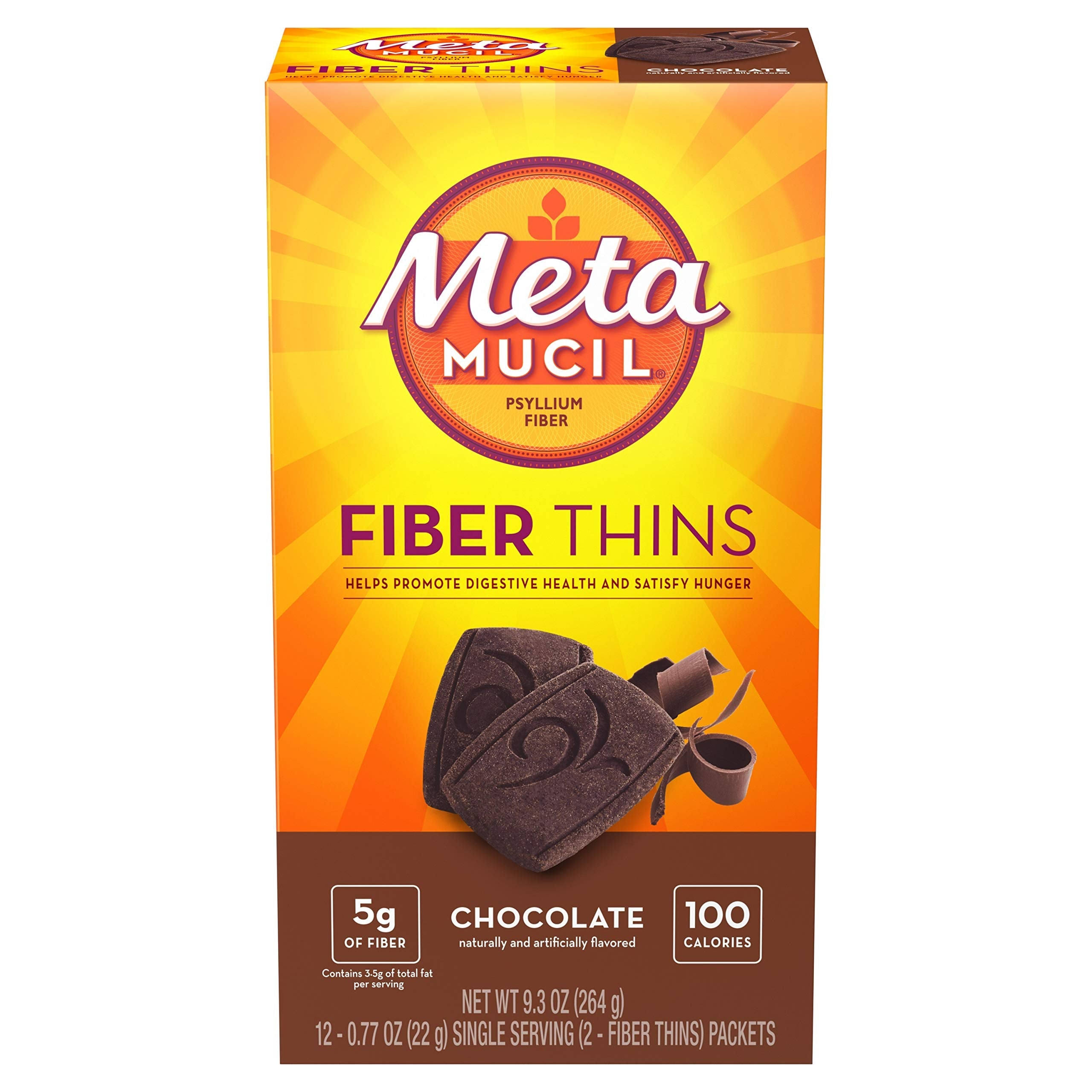 Metamucil Chocolate Fiber Thins Fiber Supplement - 12 Servings