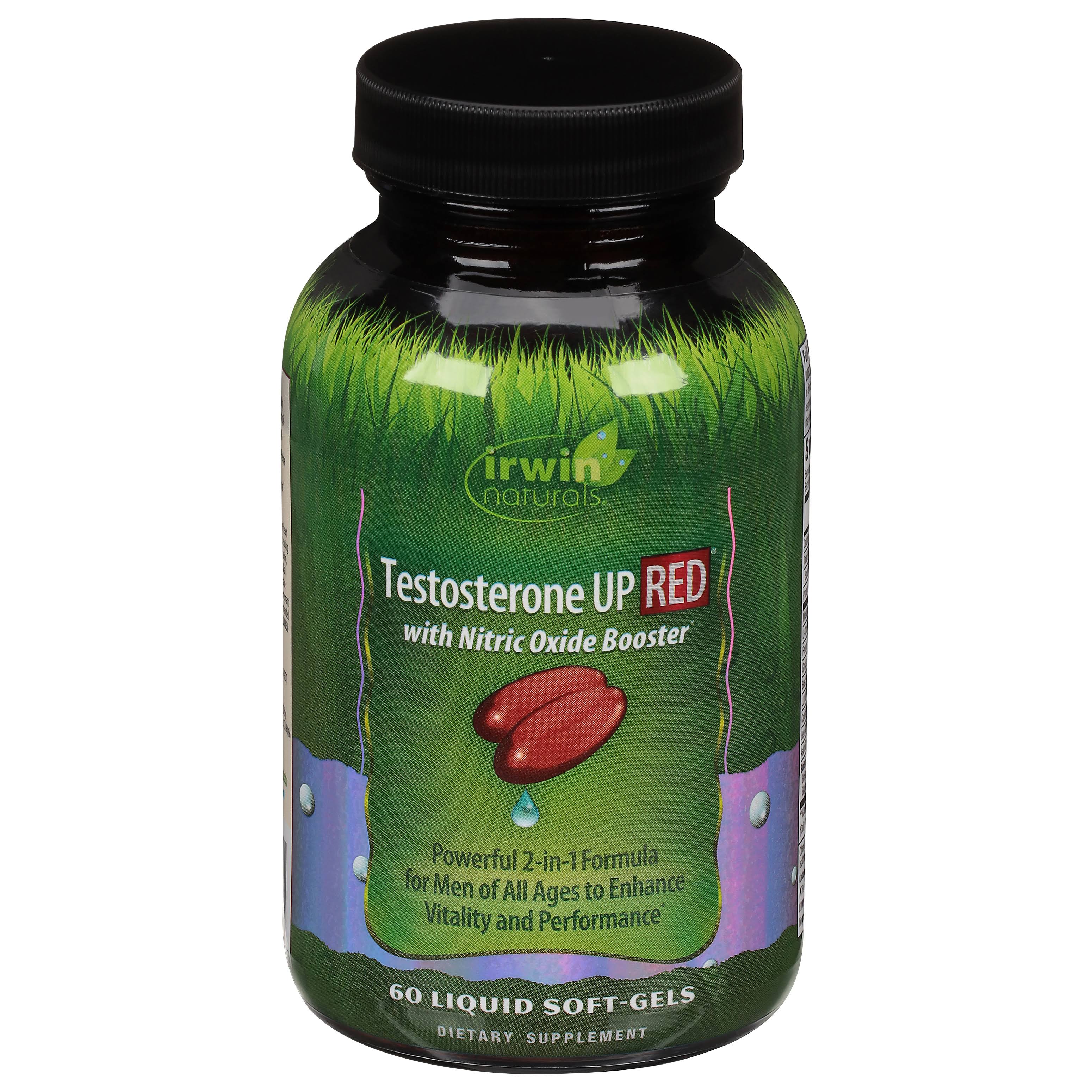 Irwin Naturals Testosterone up Red with Nitric Oxide Boosters Supplement - 60 Liquid Soft-gels