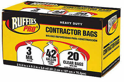 Berry Plastics Ruffies Pro Contractor Bags - 20 Clear Bags
