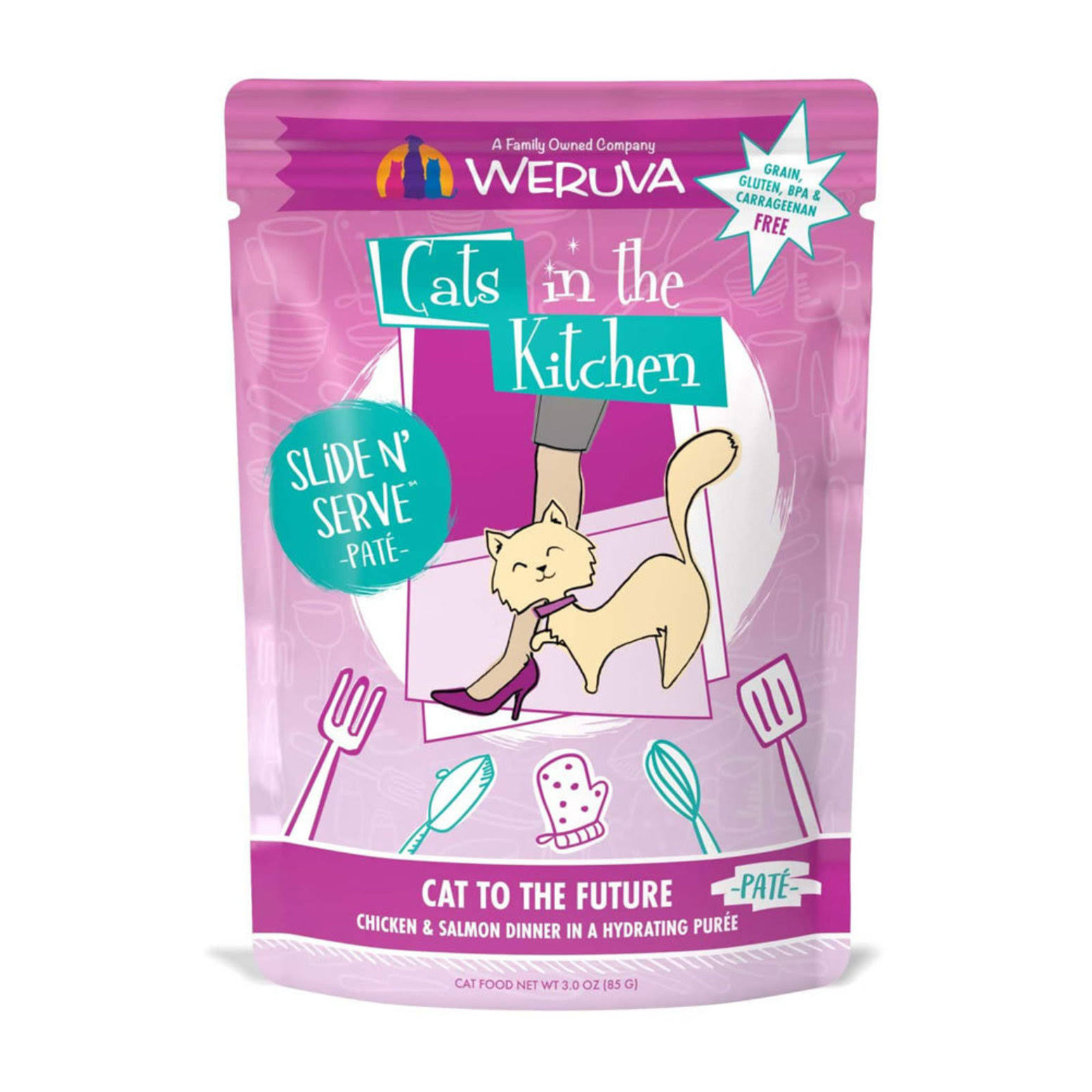 Cats in the Kitchen - Cat Pouch - Cat to The Future - Chicken & Salmon Dinner - 3 oz