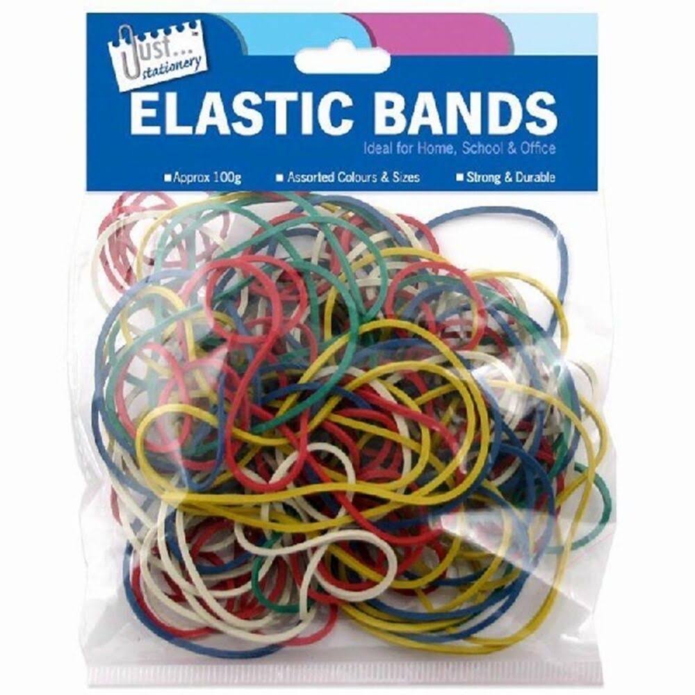 Just Stationery Coloured Elastic Bands - 100g