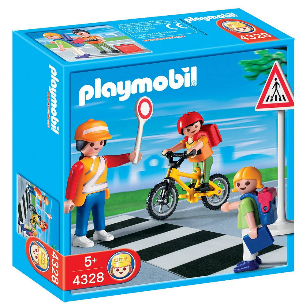 Playmobil 4328 School Set - School Crossing Guard with Kids, 3 Pieces