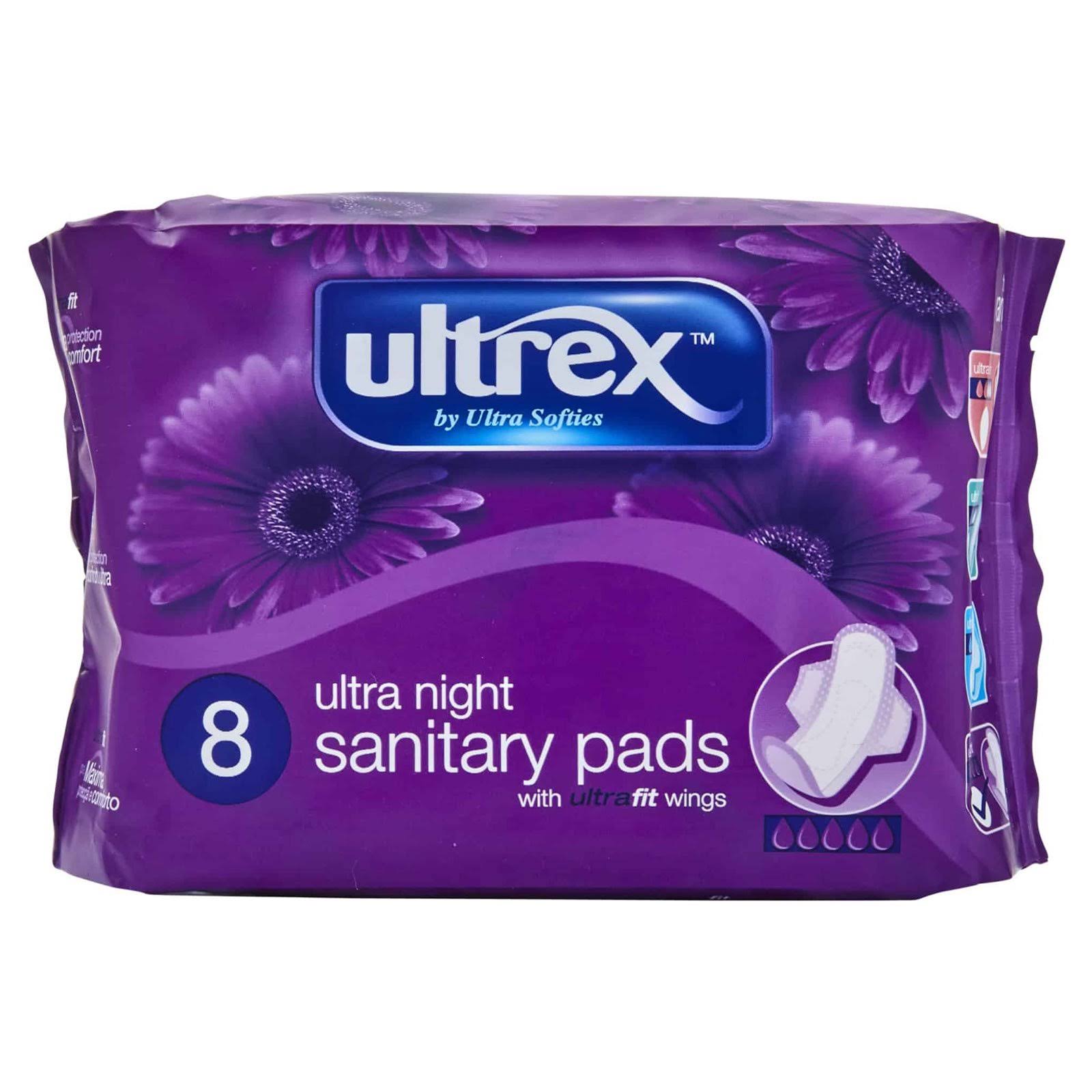 Ultrex Ultra Night Sanitary Pads - 8 Pack