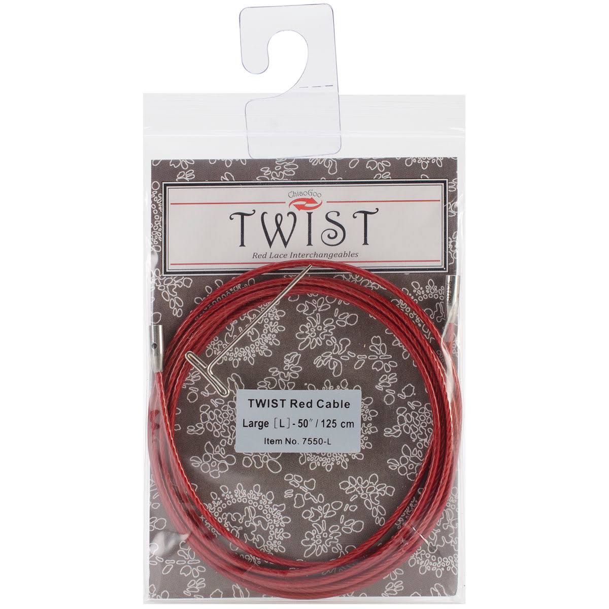 ChiaoGoo Twist Lace Interchangeable Cables - Large, Red, 50"