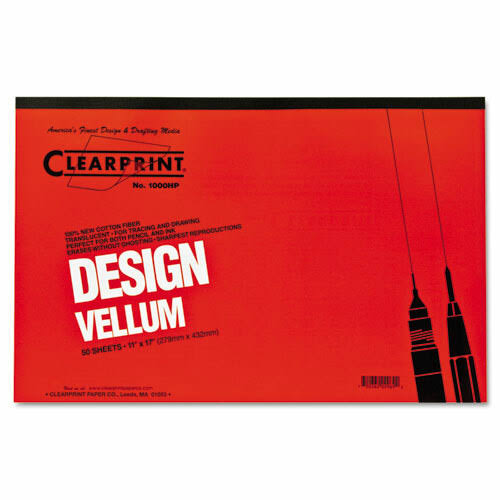 Clearprint 10001416 Design Vellum Paper - 16lbs, White, 11"x17", 50 Sheets