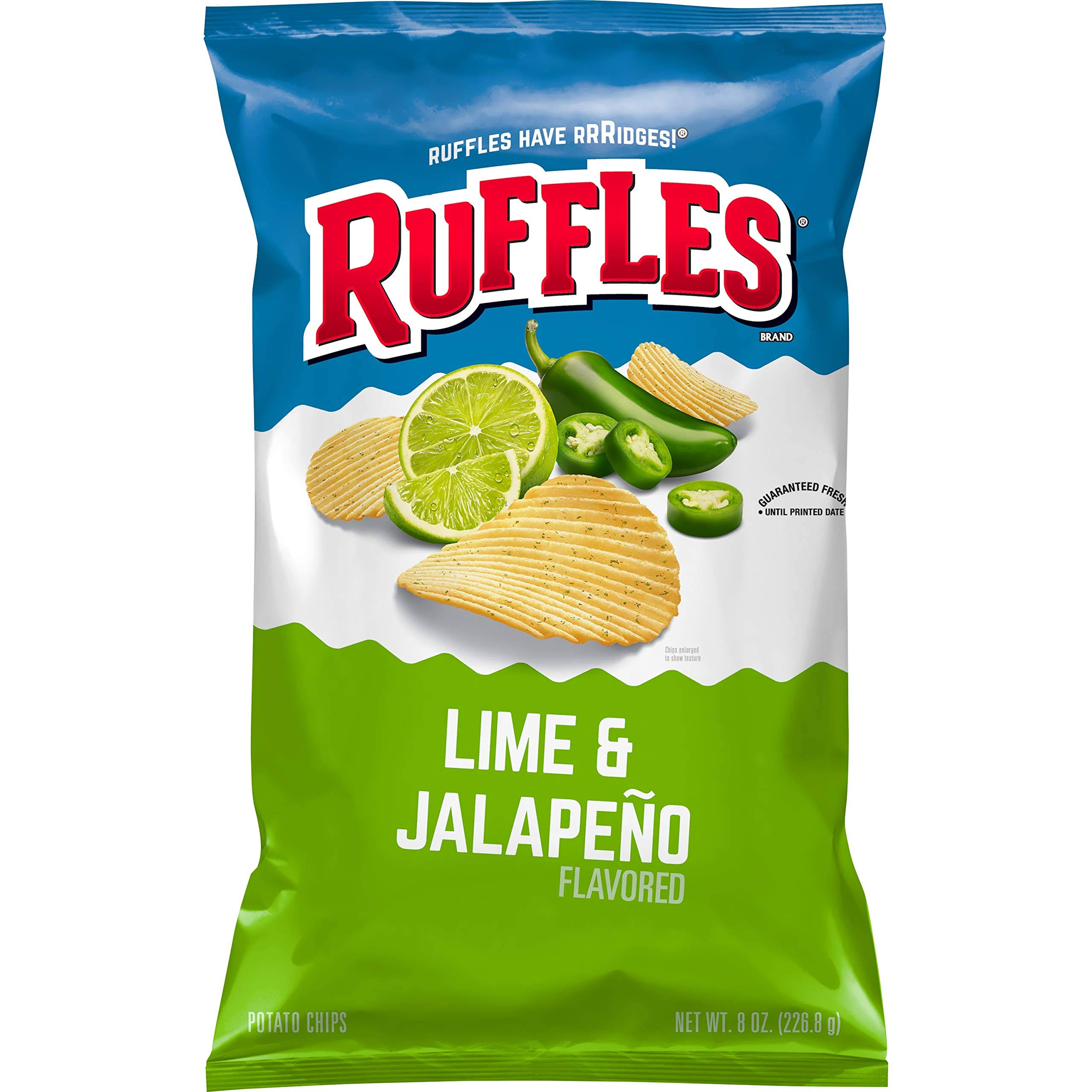 Ruffles Potato Chips Lime & Jalapeno, Cheddar Cheese, 8 Ounce