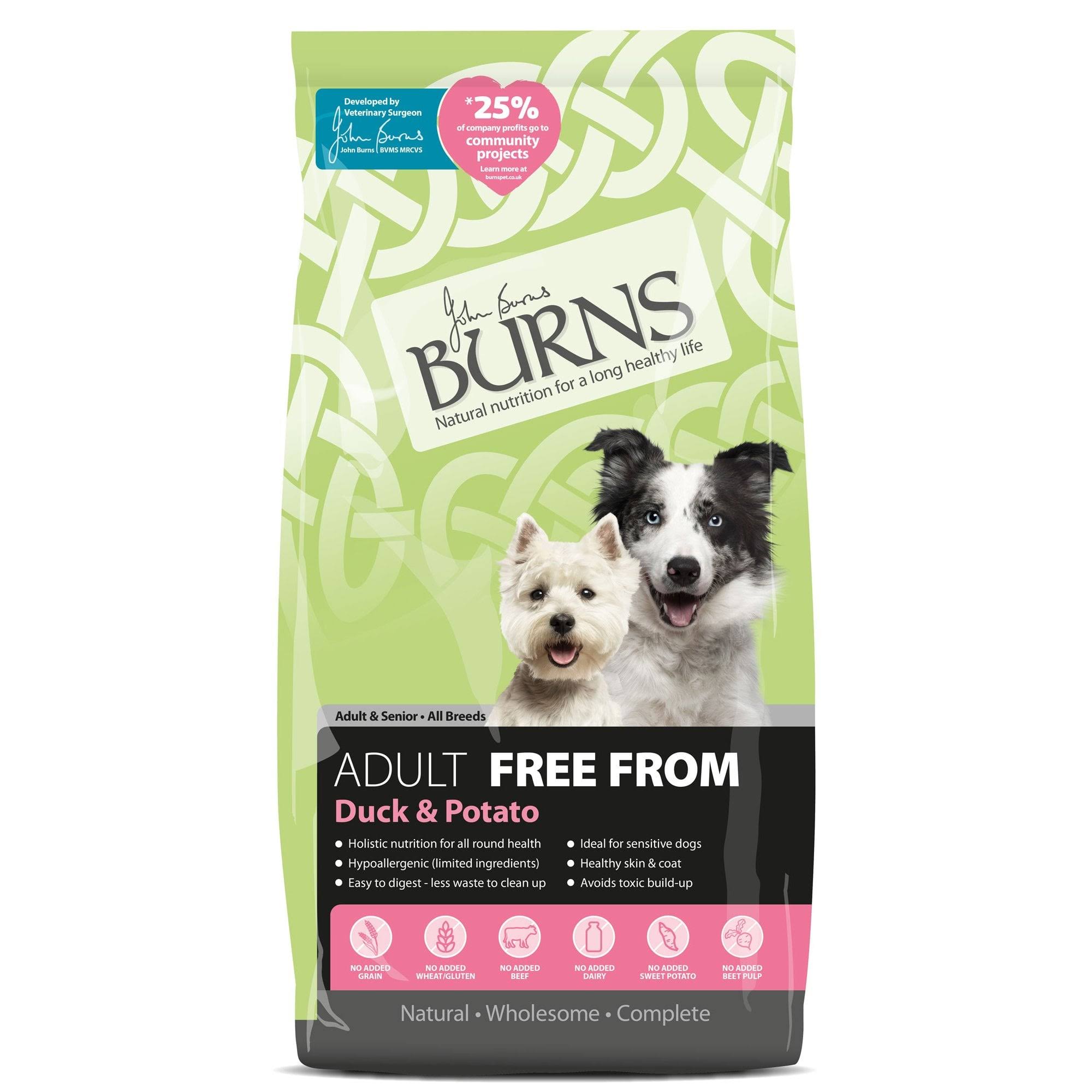 Burns Pet Nutrition Hypoallergenic Complete Dry Dog Food Adult and Senior Dog Grain Free Duck and Potato Grain Free 6 kg