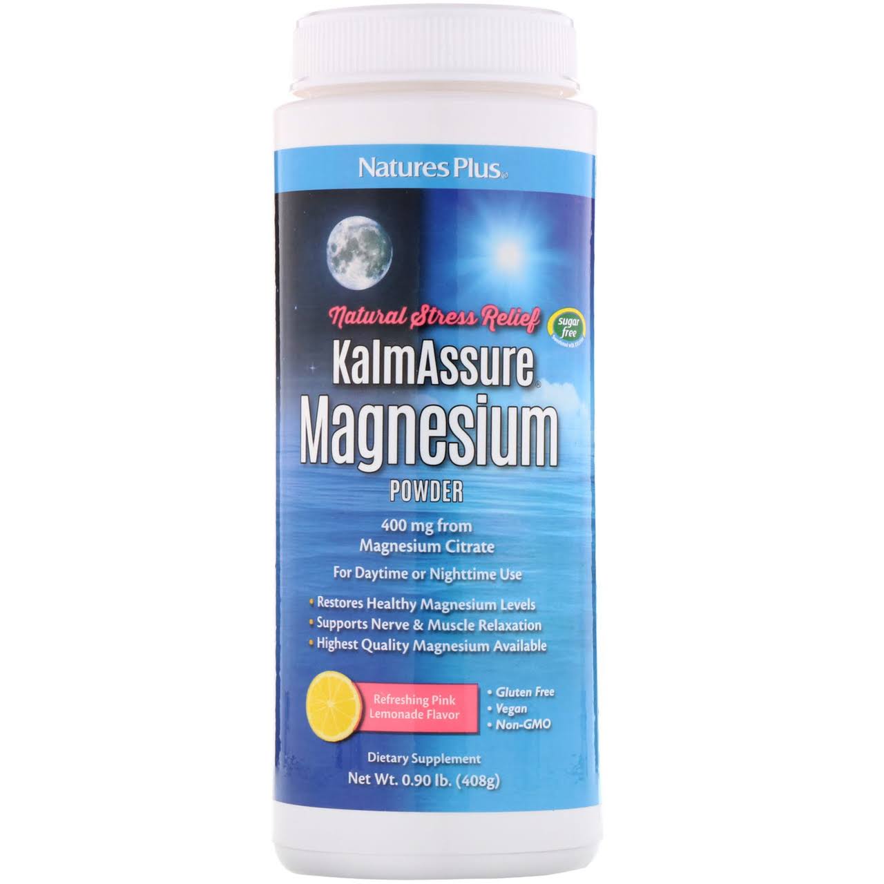 Nature's Plus Kalmassure Magnesium Powder - Pink Lemonade, 400mg, 0.70lbs