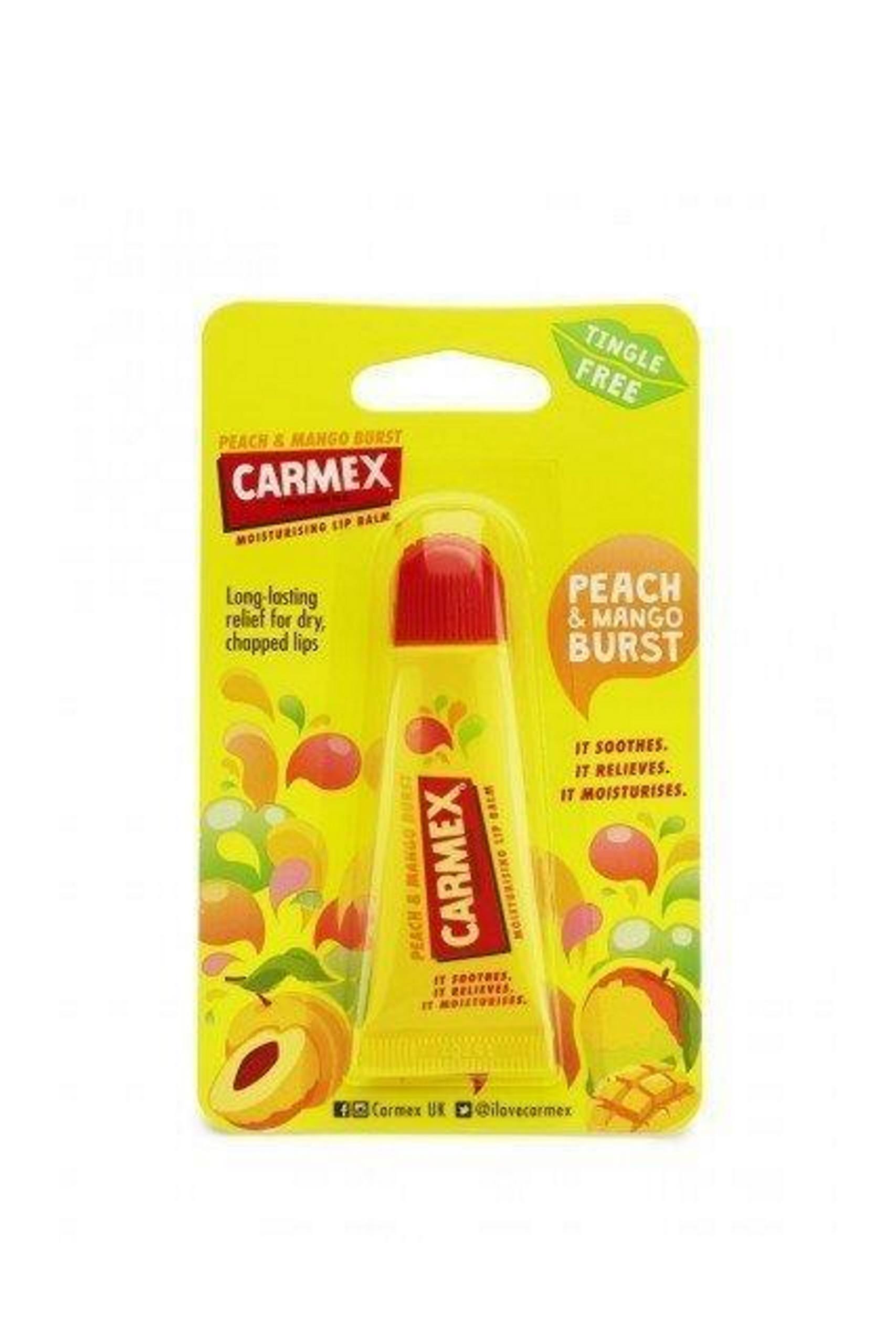 Carmex Peach and Mango Burst Moisturising Lip Balm - 10g