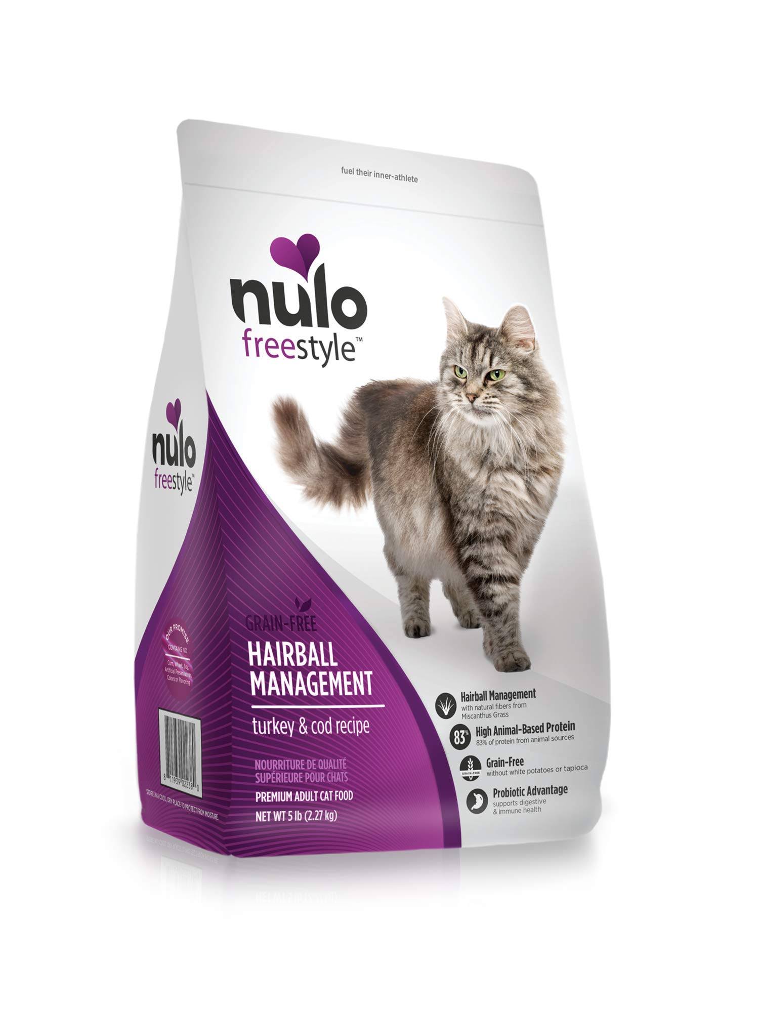Nulo Freestyle Hairball Management Turkey & Cod Dry Cat Food / 5 lbs