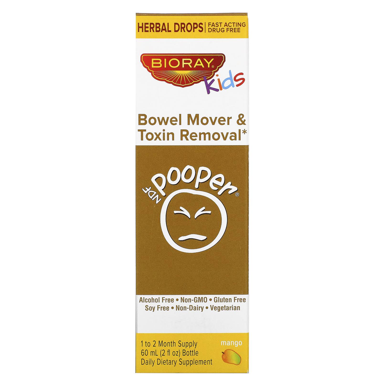 BioRay Kids Ndf Pooper Liquid Herbal Drops - Mango, 60ml