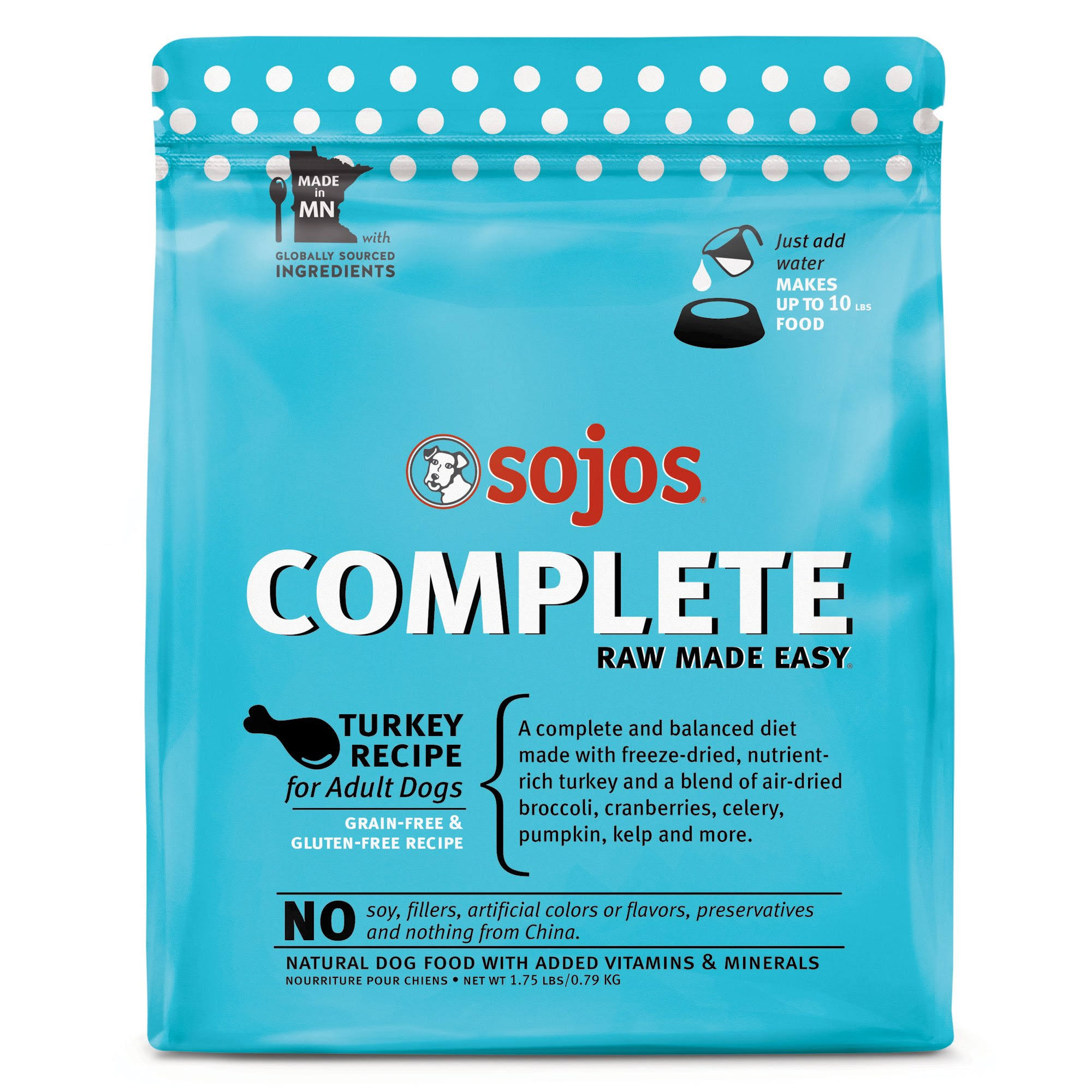 SOJOS Turkey Recipe Complete Adult Dog Food, 1.75 lb