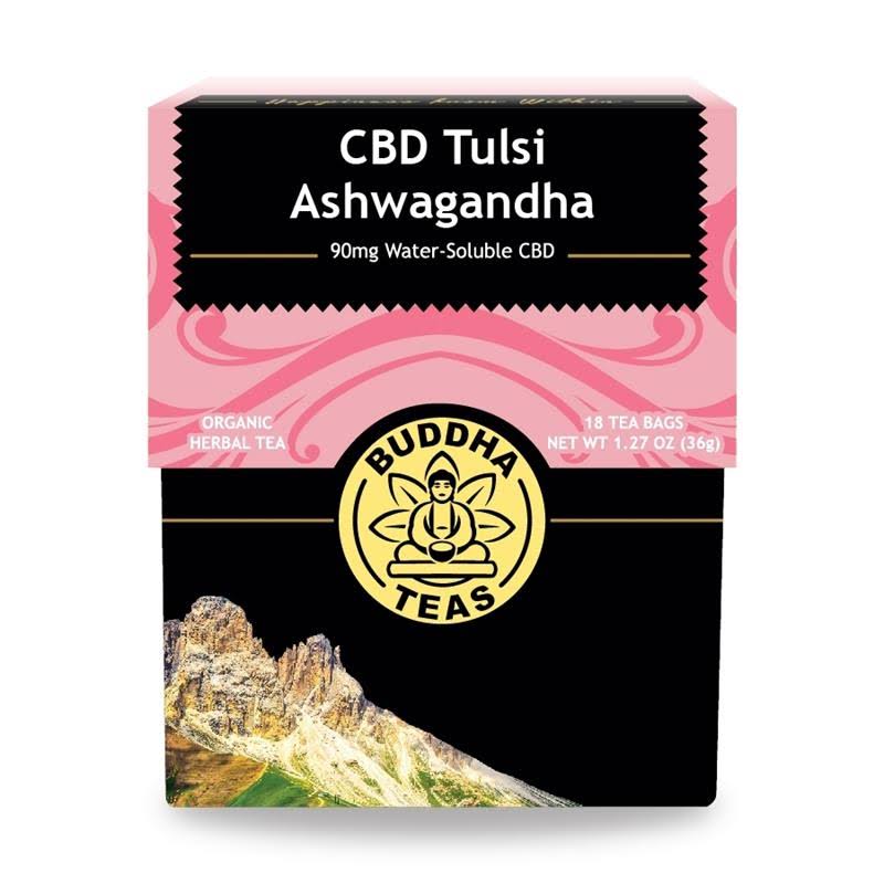 Buddha Teas Organic CBD Tulsi Ashwagandha Tea 18 Bag