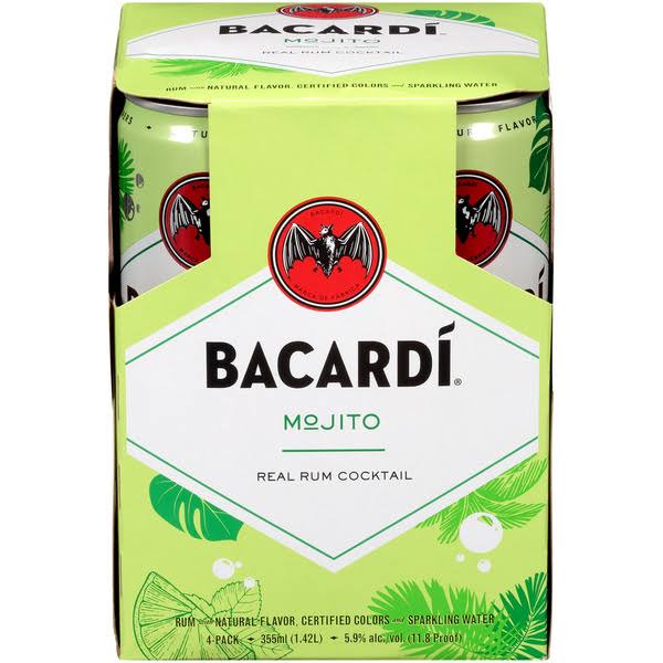 Bacardi Rum Cocktail, Mojito, 4-Pack - 4 pack, 355 ml cans