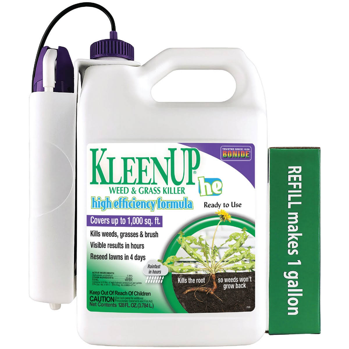 Bonide KleenUP 759 Weed and Grass Killer Ready-to-Use With Power Wand, Liquid, Off-White/Yellow, 1 Gal 3 Pack