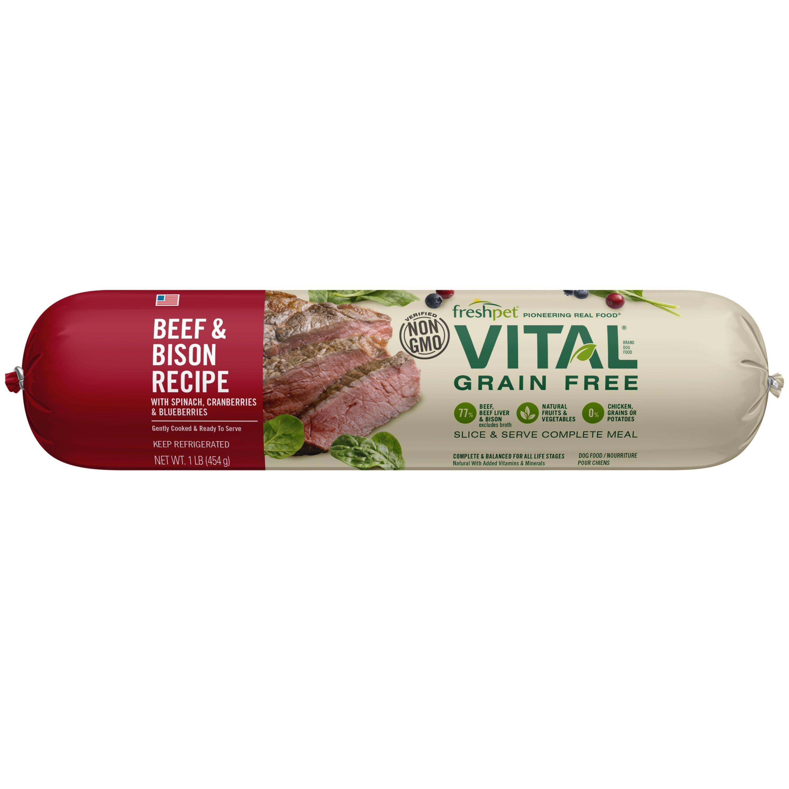 Freshpet Vital Dog Food - Beef and Bison, 1lbs