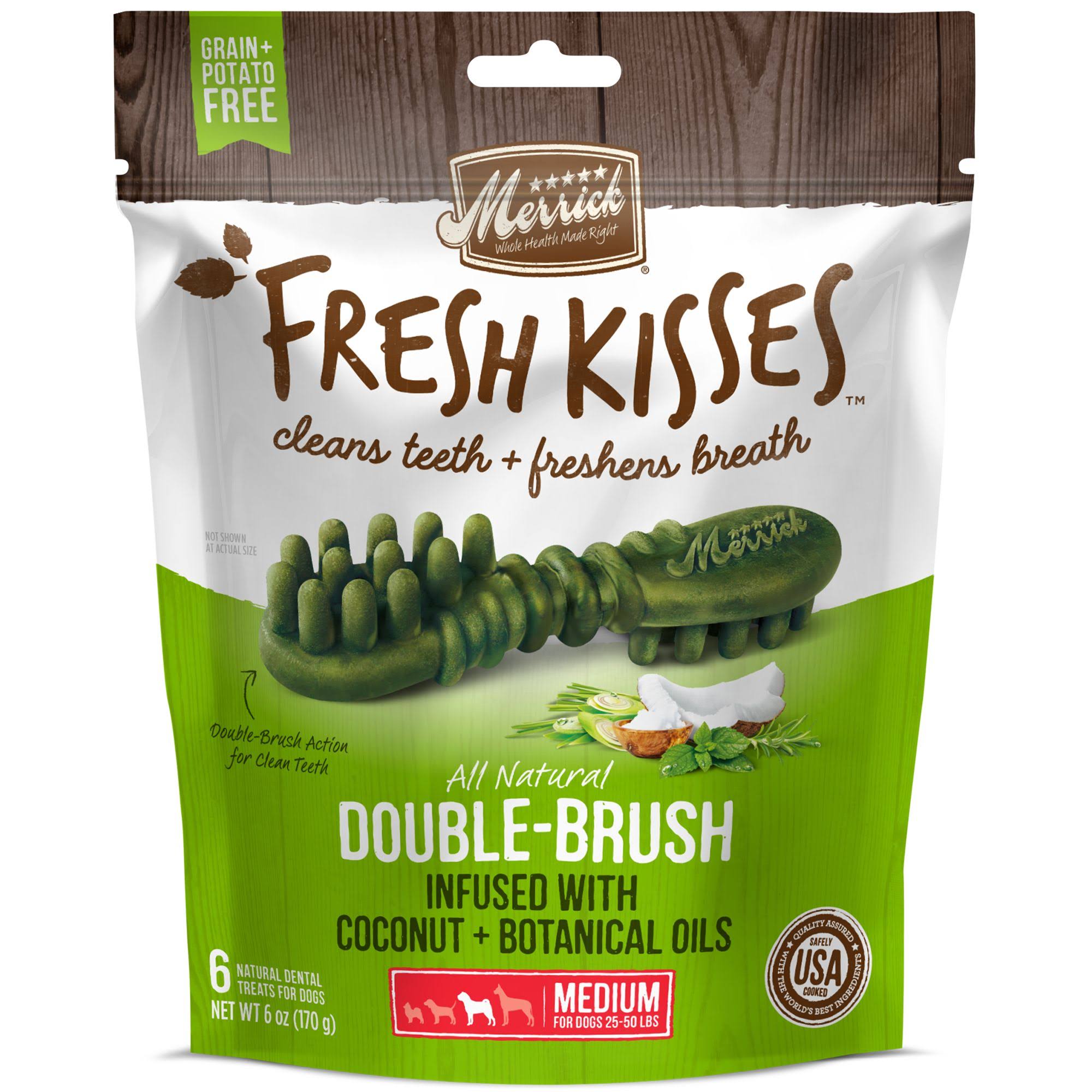 Merrick Fresh Kisses Dog Dental Treats, Coconut Oil, Medium, 6-Count