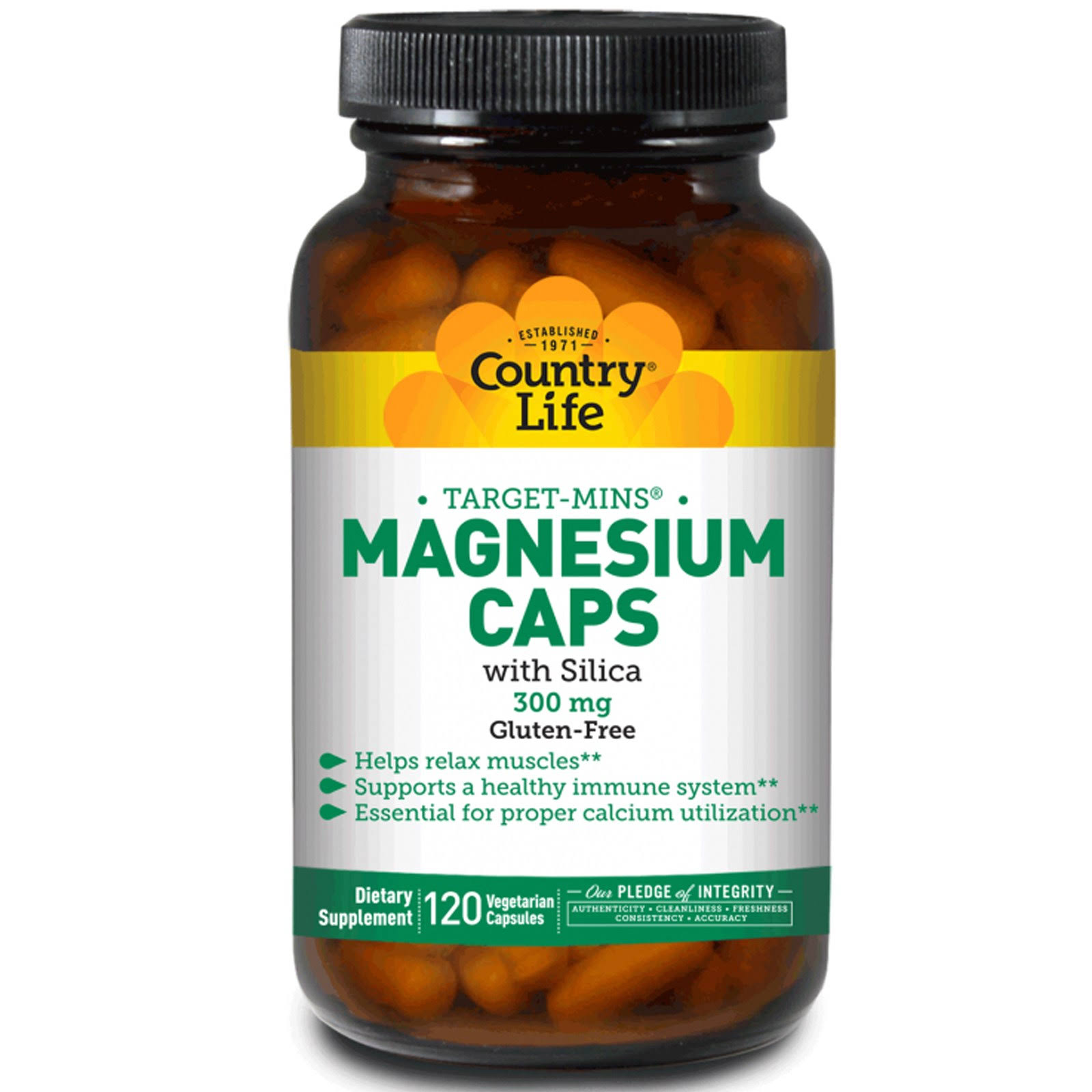 Country Life Magnesium Caps - 300mg, 120 Capsules