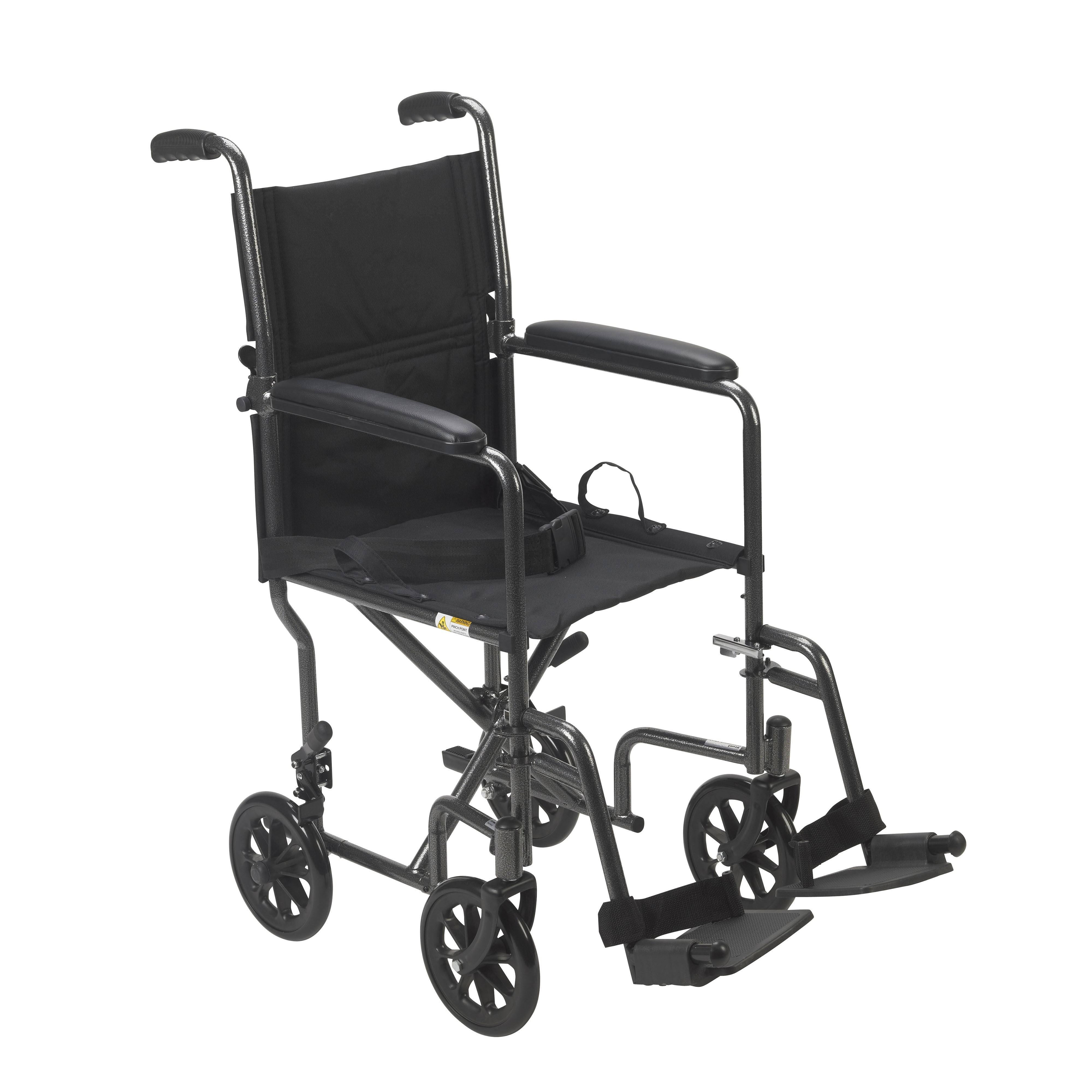 Drive Medical Lightweight Steel Transport Wheelchair - Fixed Full Arms