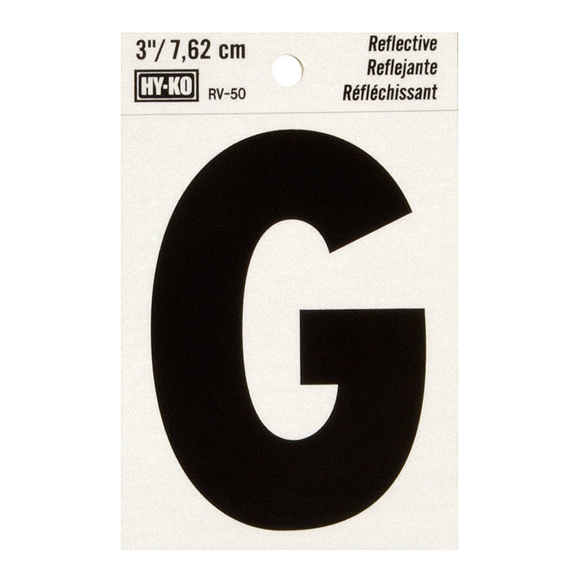 Hy-Ko Reflective Letter G Vinyl Self-Stick Adhesive - 3", Black
