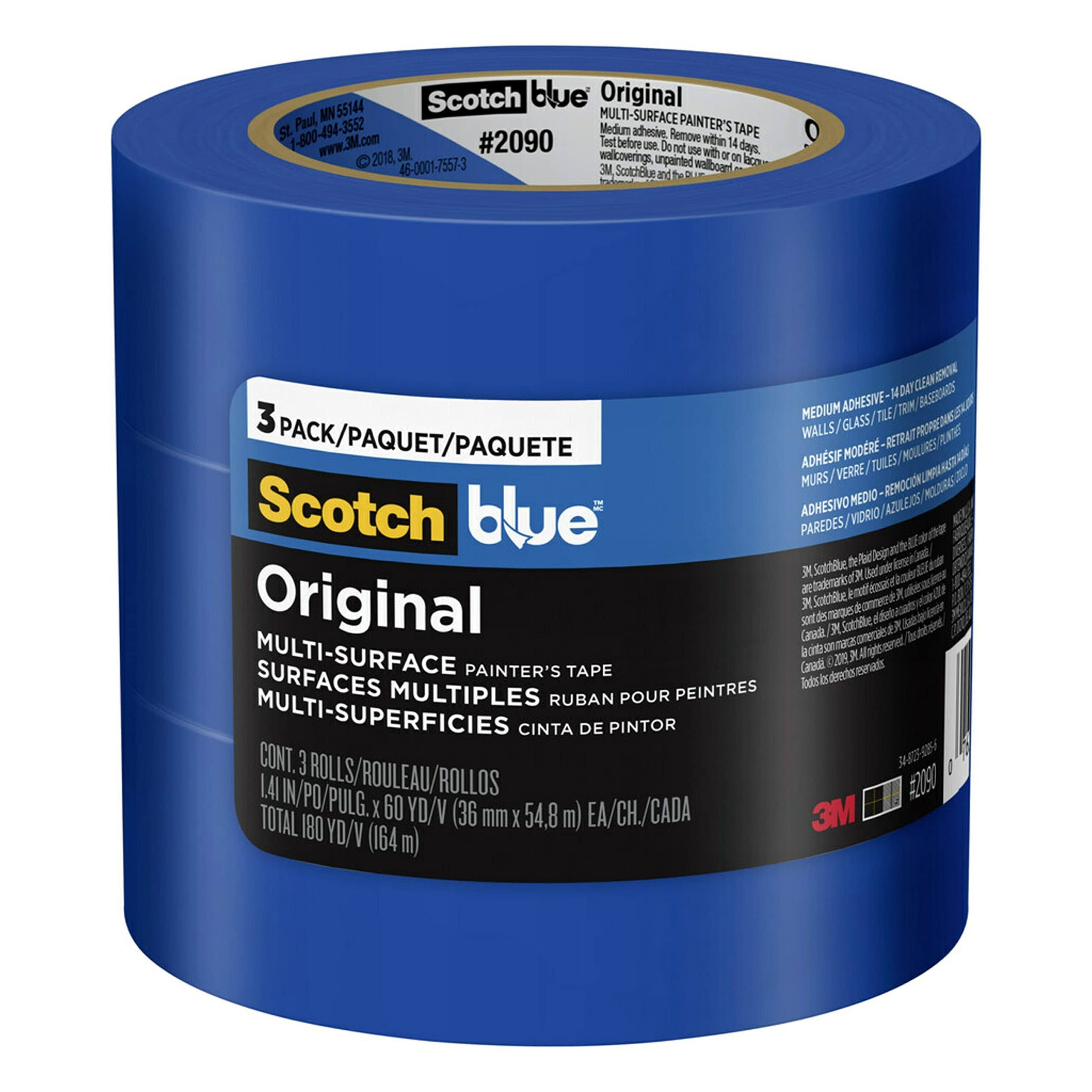 ScotchBlue Original Multi-Surface Painter's Tape 2090-36AP3, 1.41 in x 60 yd (36 mm x 54.8 m)