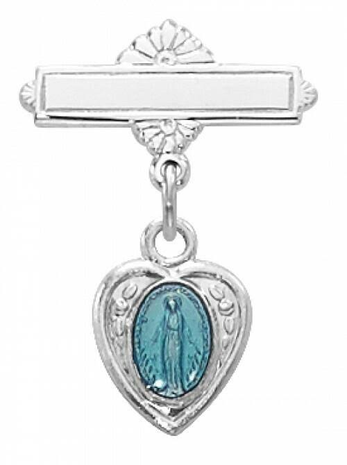Mcvan Sterling Silver Miraculous Medal Baby Pin