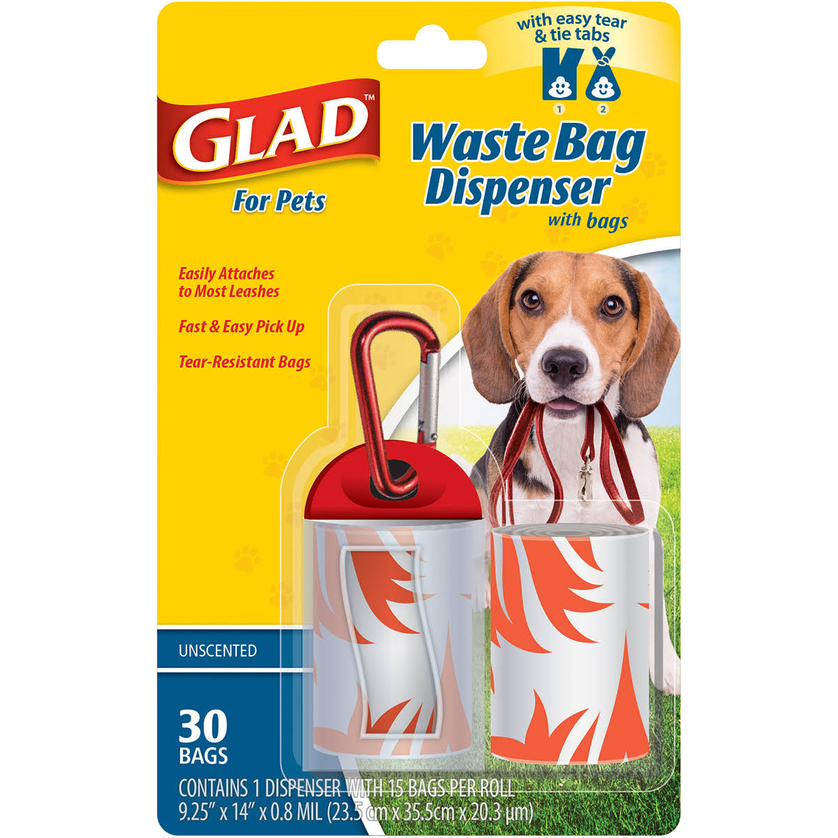 Glad Waste Bag Dispenser with Unscented Bags
