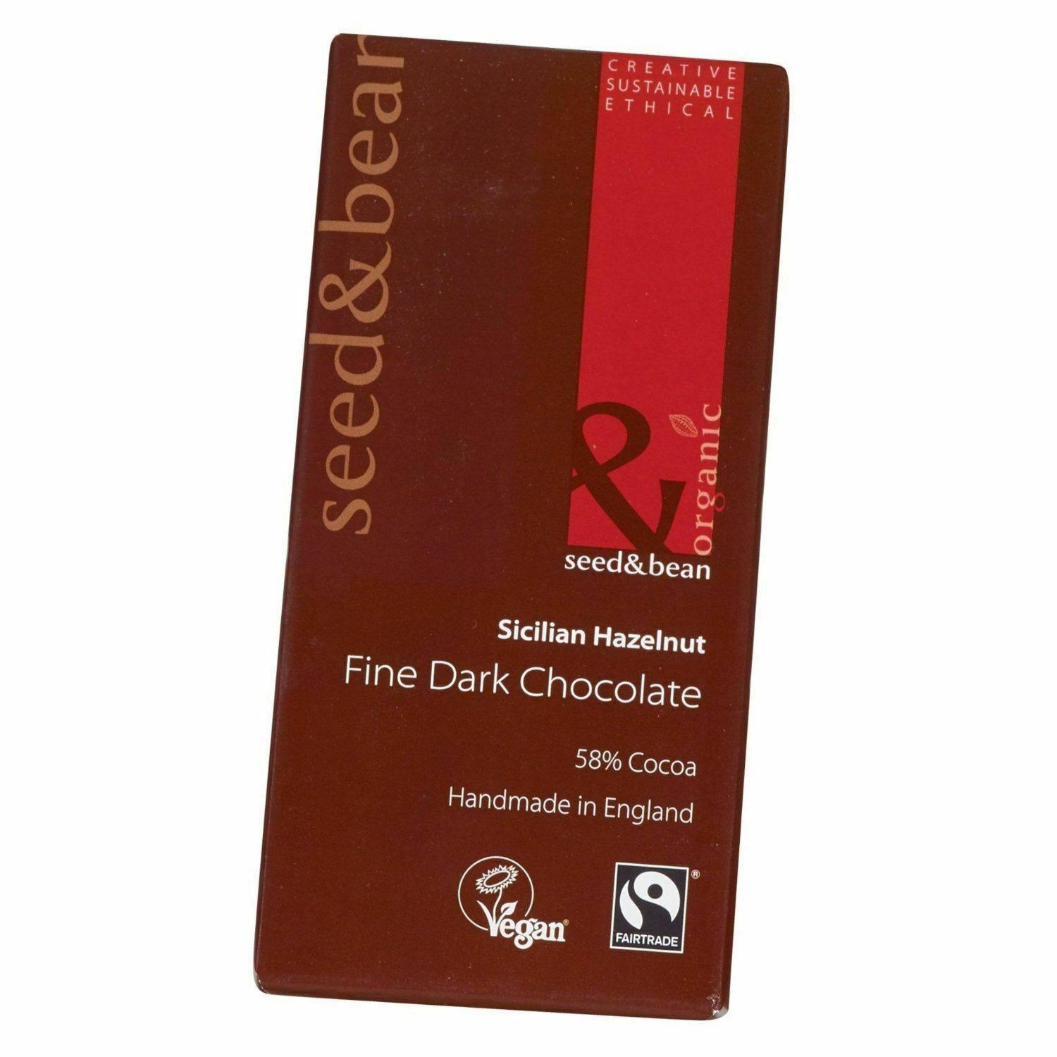 Seed & Bean Organic Sicilian Hazelnut Dark Chocolate Bar - 85g