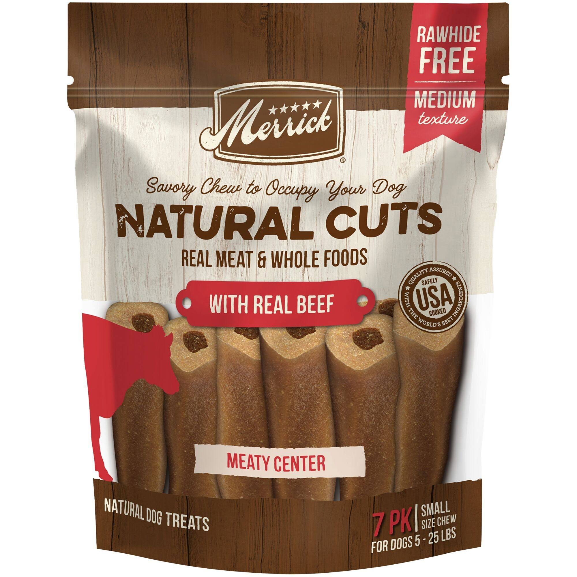 Merrick Natural Cuts Real Beef Flavor Rawhide-Free Small Size Dog Treats 10.5 oz