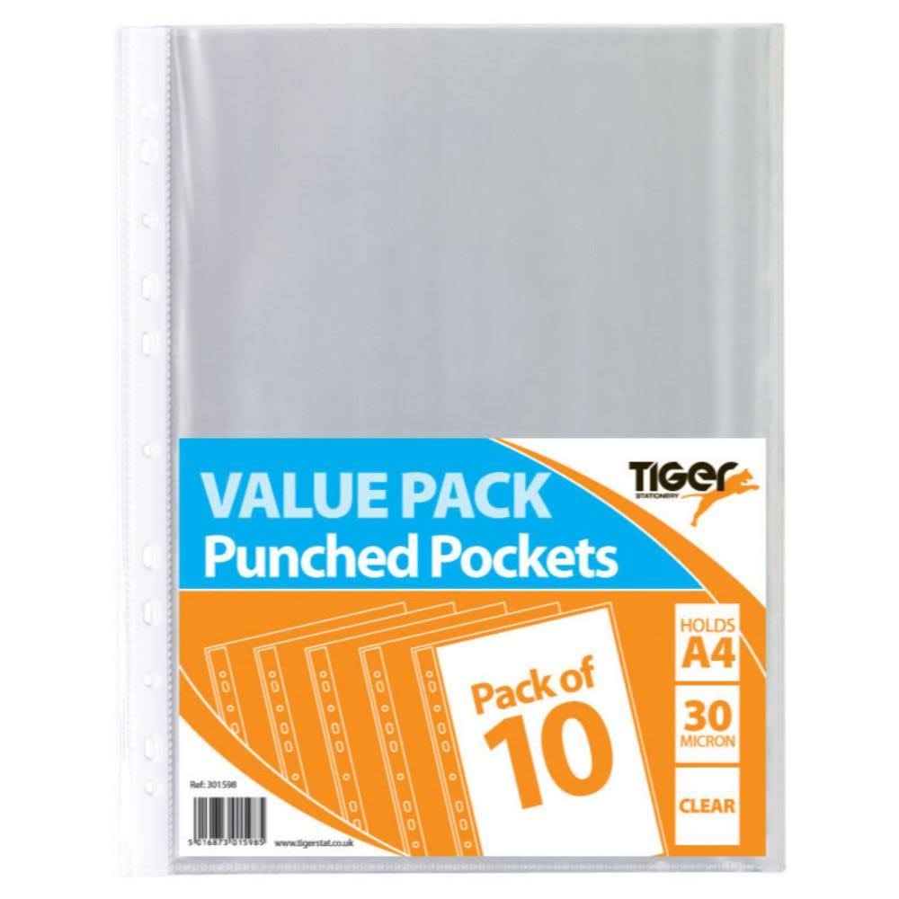 Pack of 10 A4 Value Punched Pockets