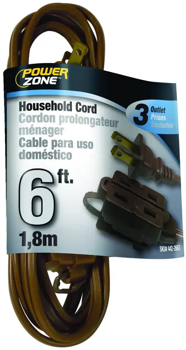 Power Zone Household Cord - Brown, 1.8m