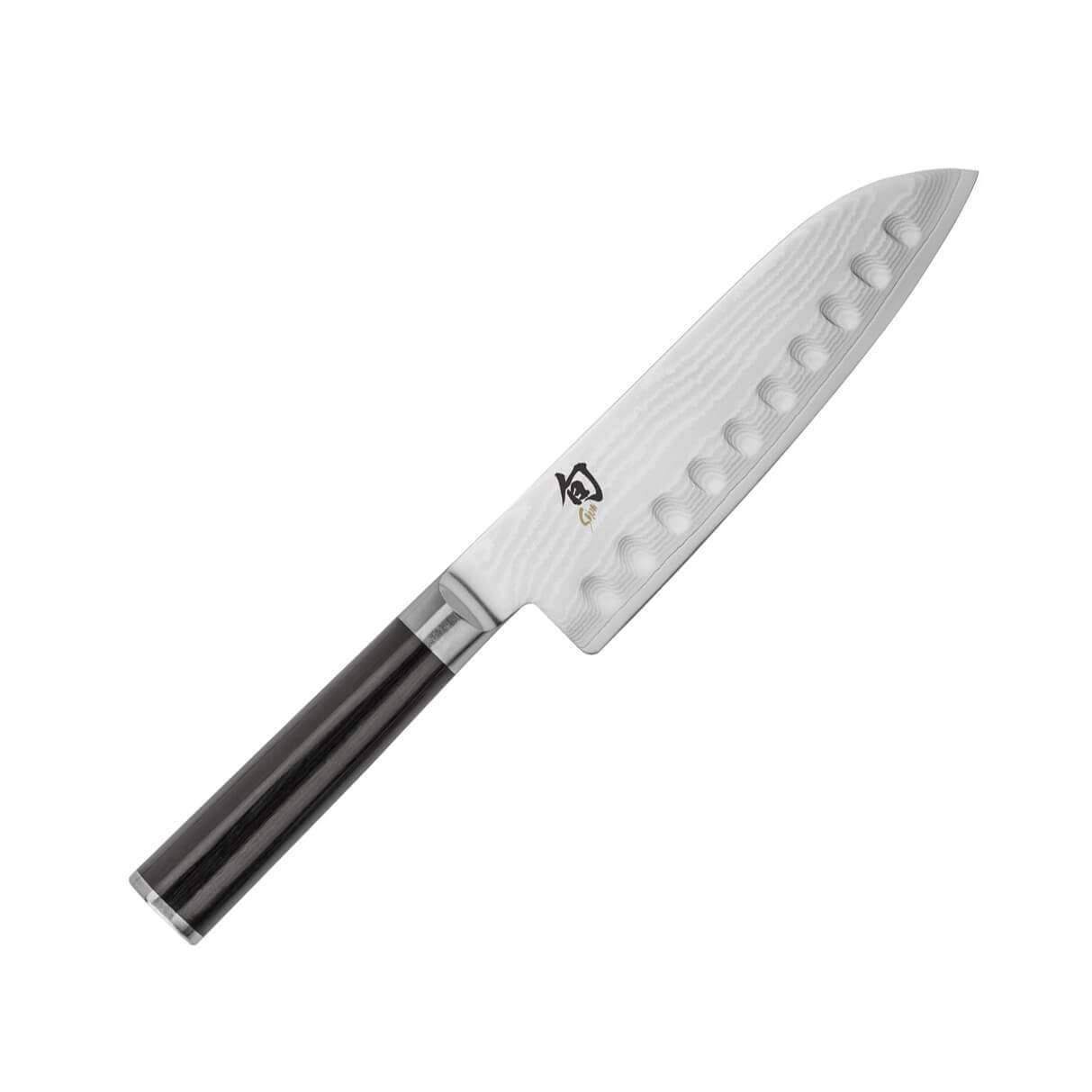 Shun DM0718 Classic Hollow-Grind Santoku Knife Blade - Pakkawood Handle, 7"