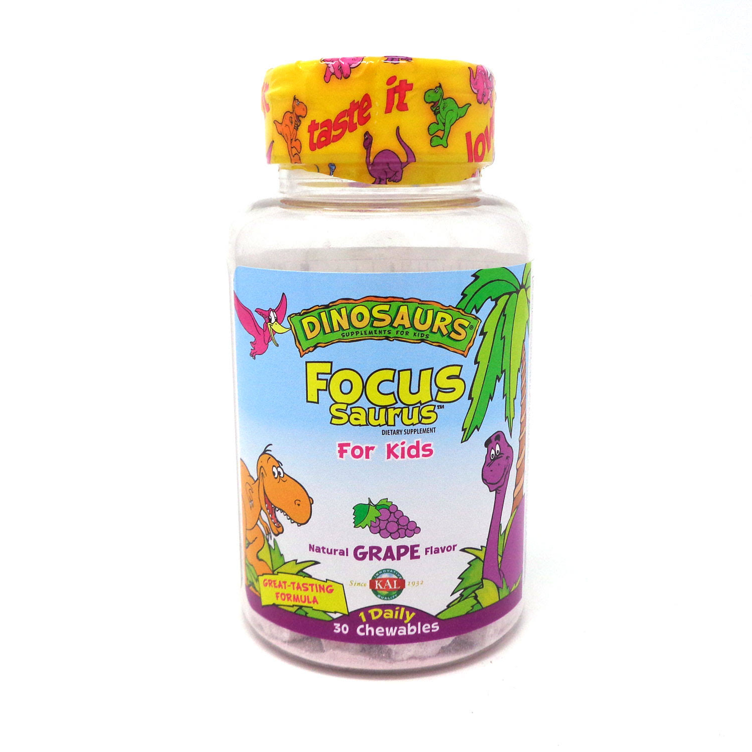 Kal Focus-Saurus For Kids Supplement - Grape, 30 Chewables