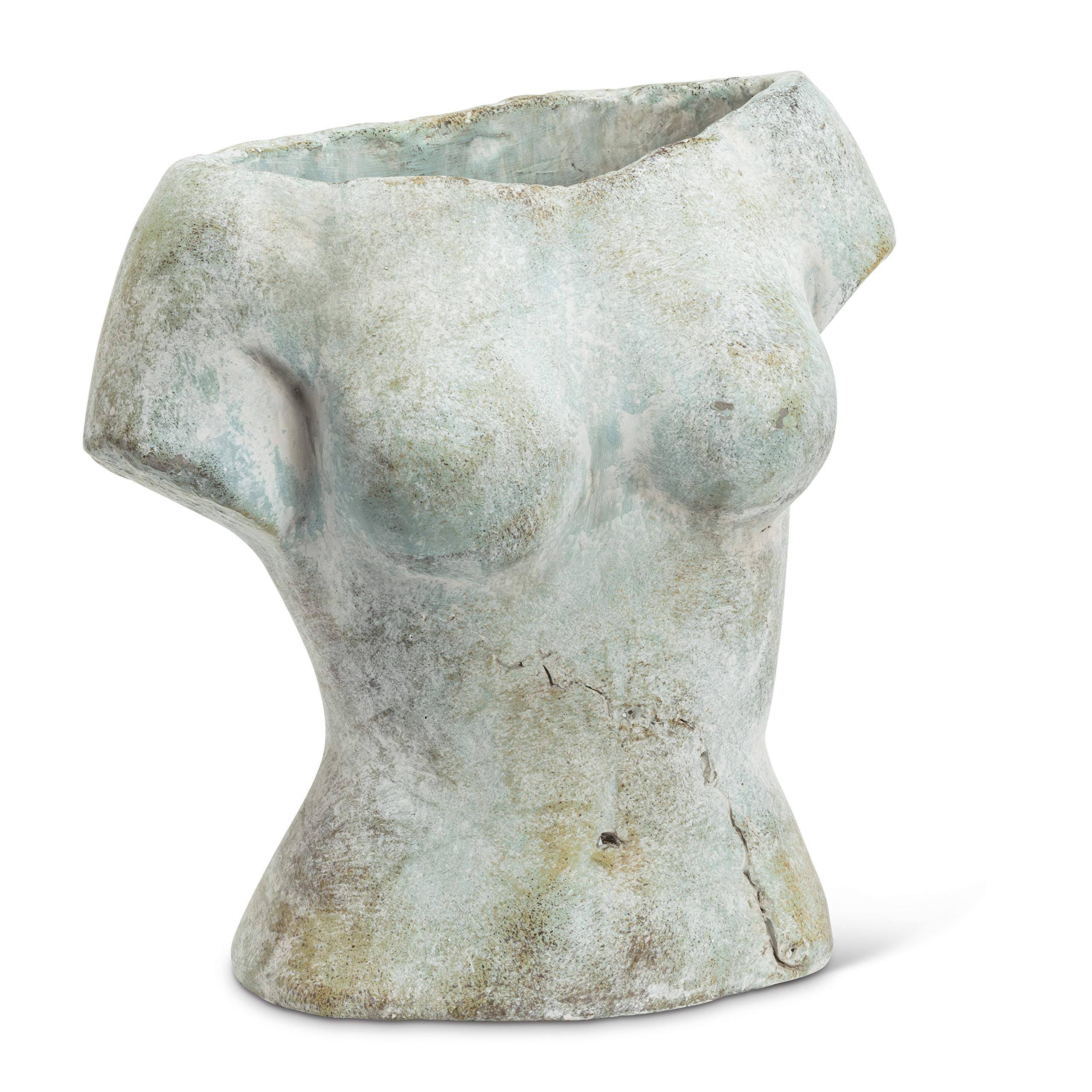 Abbott Collections AB-27-ATHENS-800 9 in. Female Torso Planter Grey