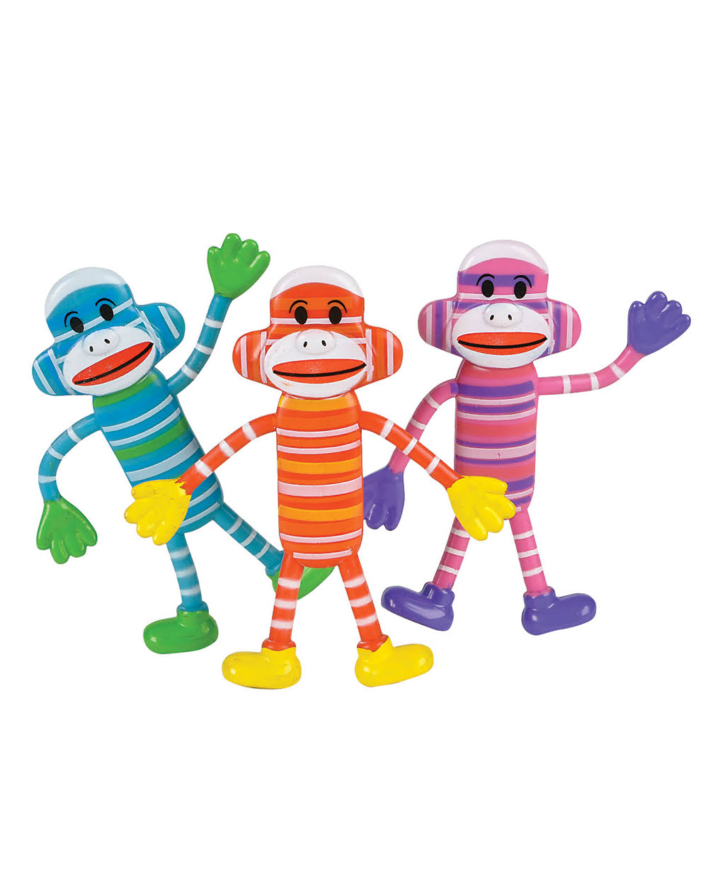 Bendable Sock Monkey 12-Pack (assorted colors)