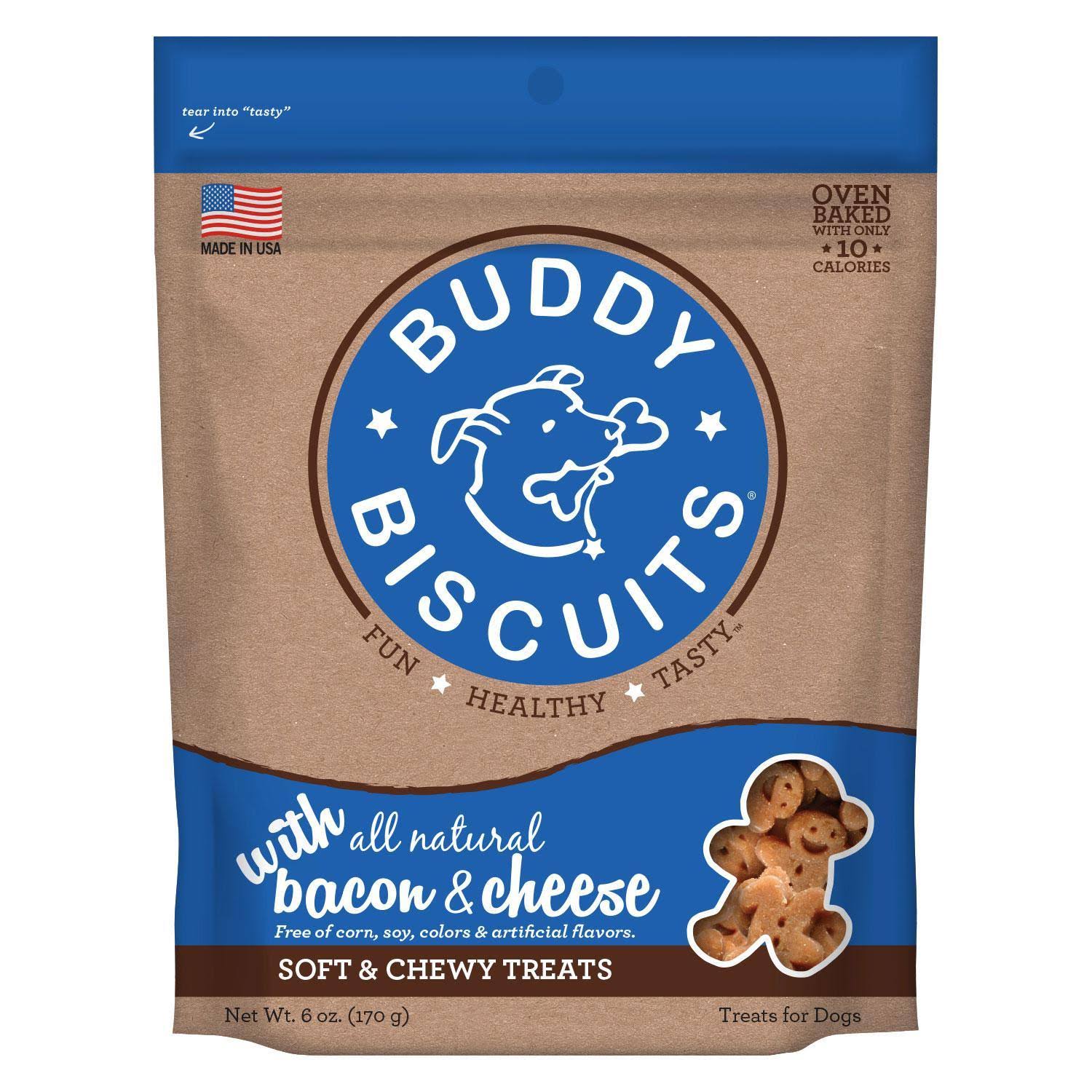 Buddy Biscuits with Bacon & Cheese Soft & Chewy Dog Treats, 6-oz bag
