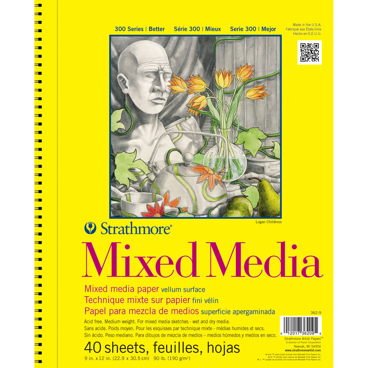 Strathmore Mixed Media Vellum 90lb Paper Pad - 9" x 12", 40 Sheets