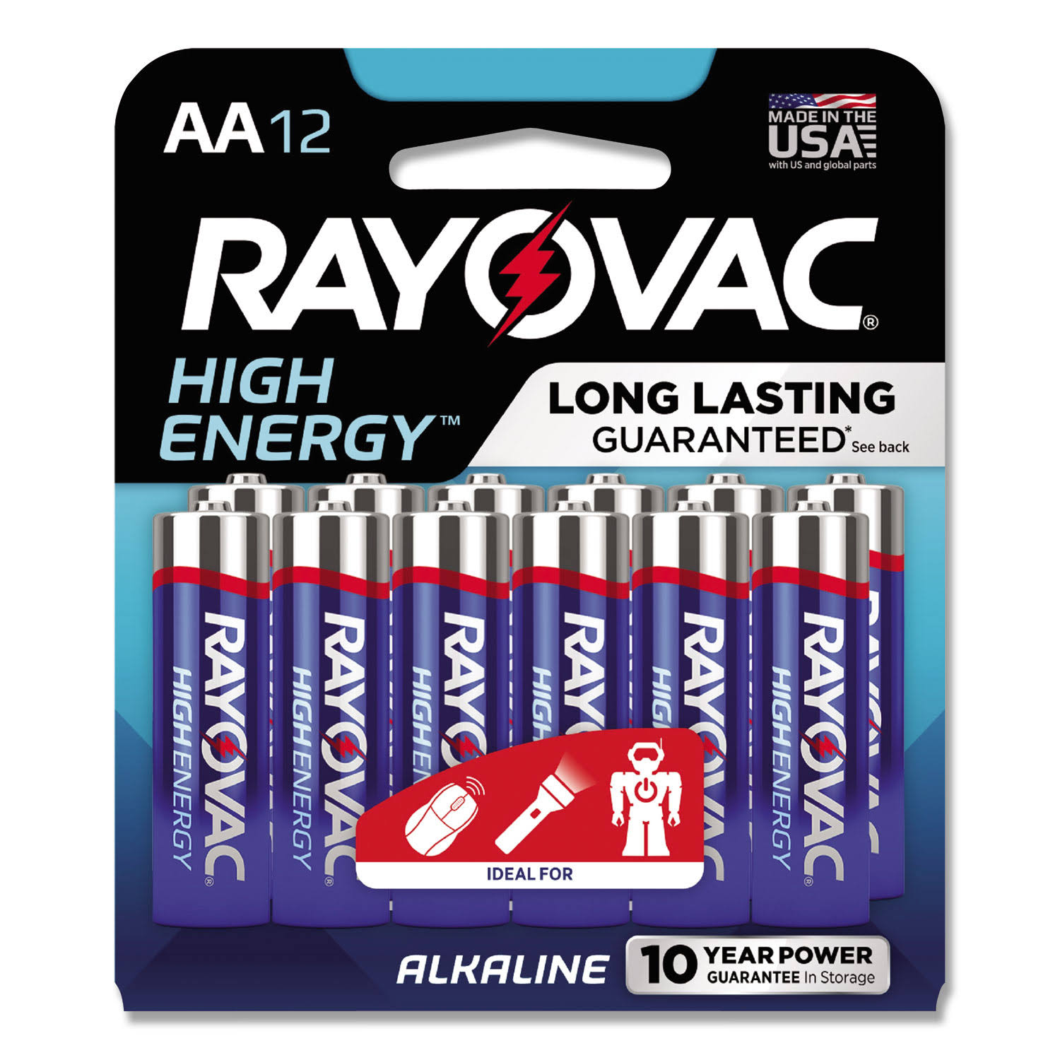 Rayovac High Energy Batteries, 815-12K, AA, 12pk, Alkaline