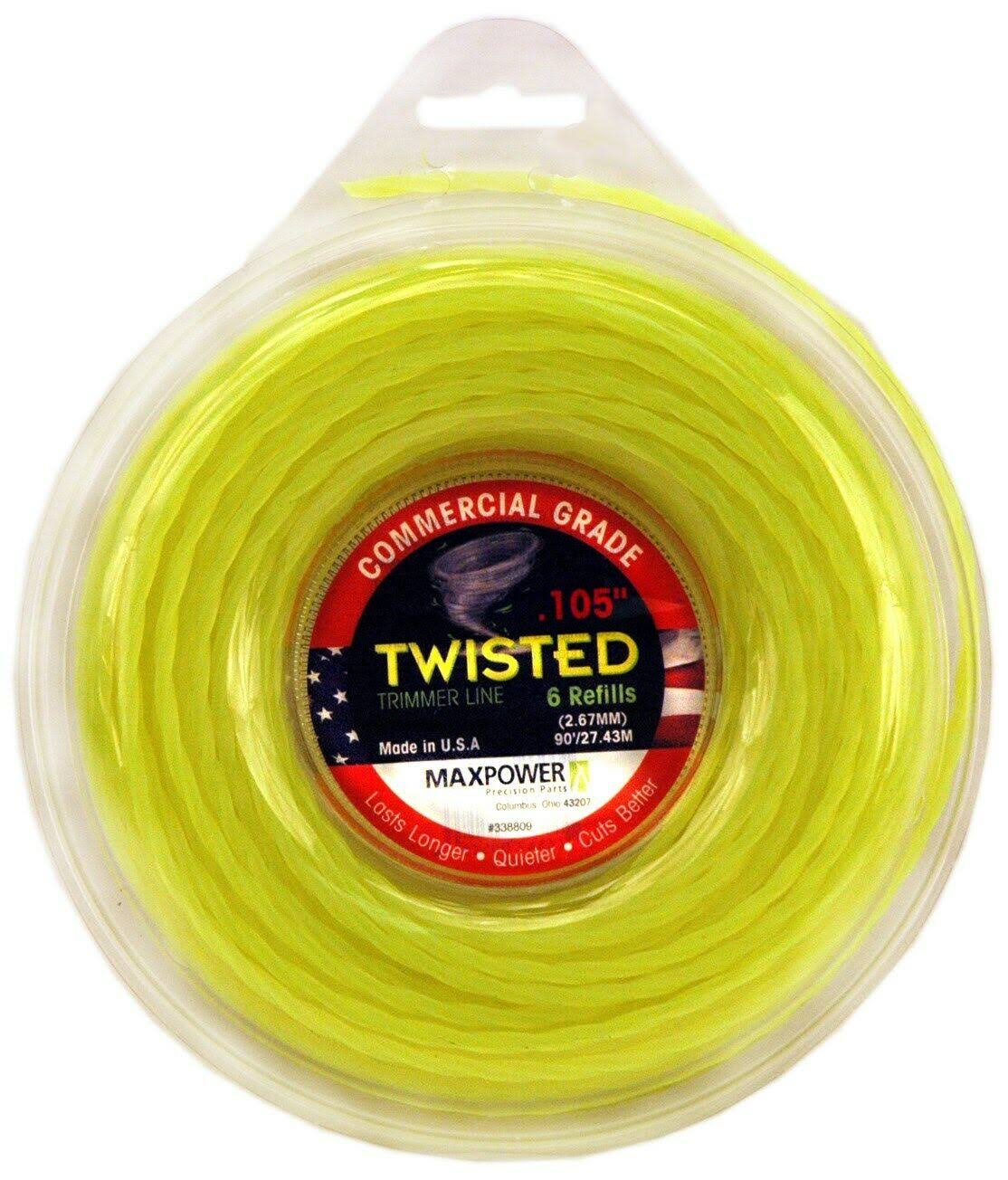 Maxpower Twisted Commercial Grade Trimmer Line - Yellow, 0.105" x 90'