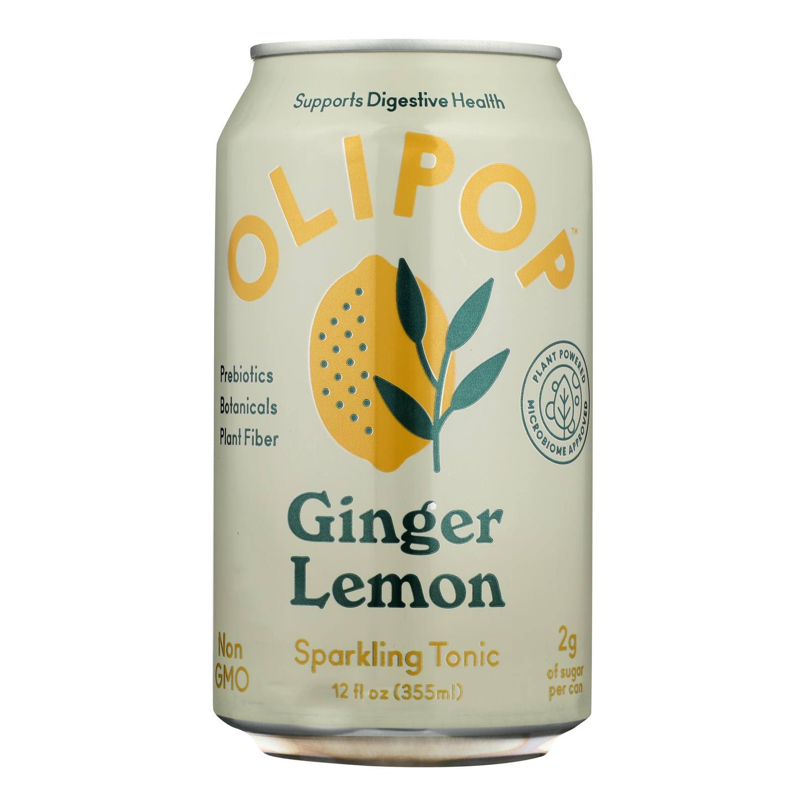 Olipop Sparkling Tonic, Ginger Lemon - 12 fl oz