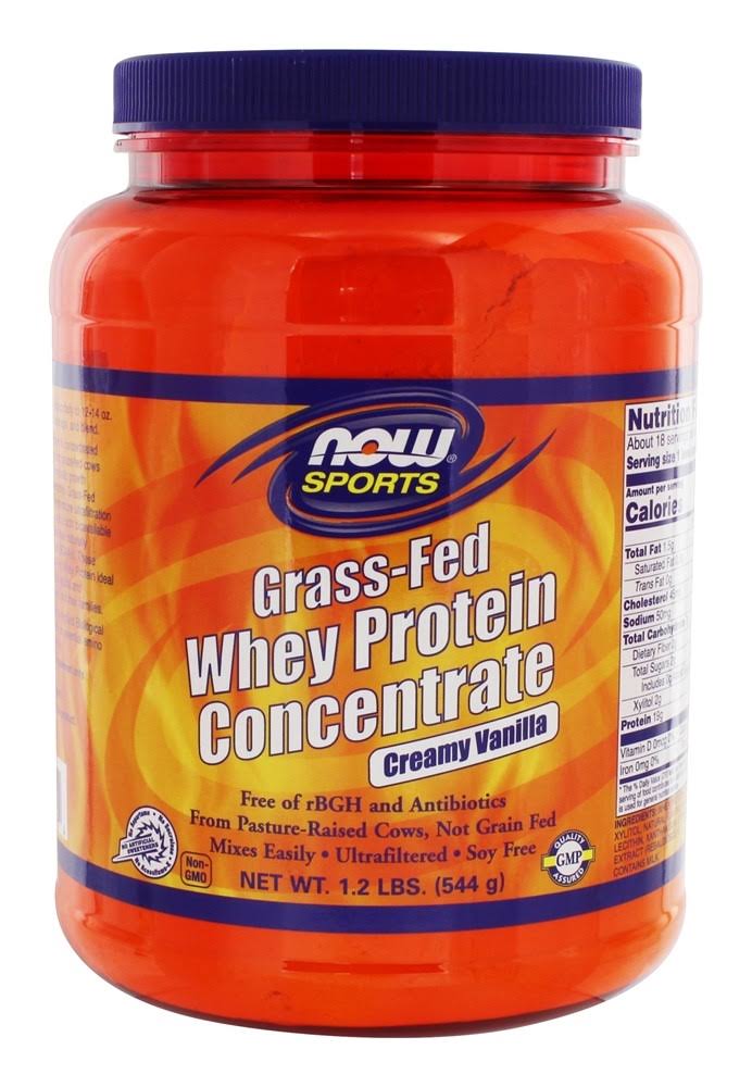 Now Sports Grass Fed Whey Protein Concentrate - Vanilla, 544g