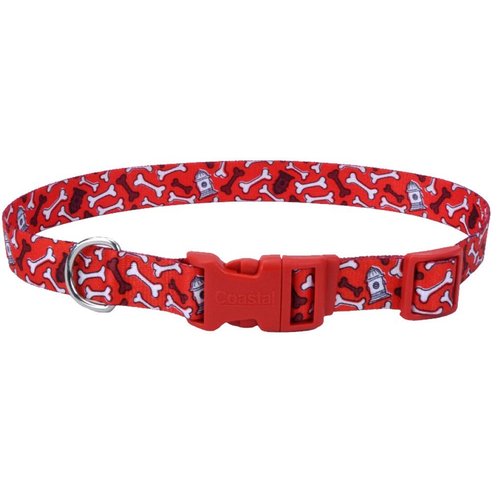 Coastal Pet Products Adjustable Collar - Red Bones