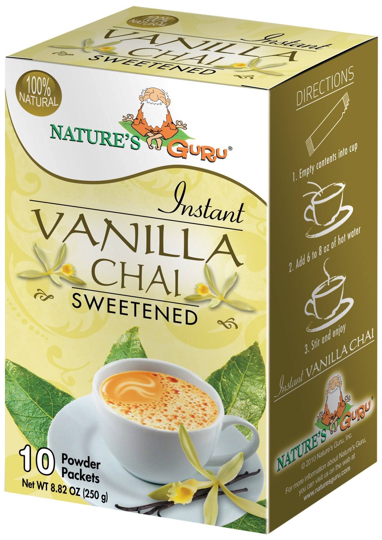 Nature's Guru Instant Vanilla Chai Tea Drink Mix Sweetened 10 Count Si