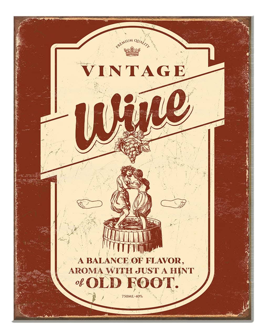 12-1/2 x 16-inch Vintage Wine Tin Sign
