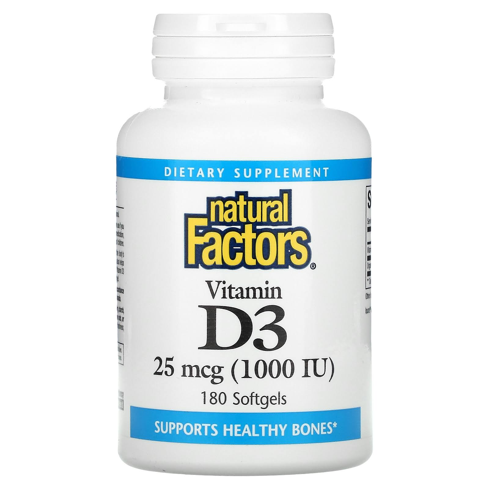 Natural Factors - Vitamin D3 1000 IU - 180 Softgels