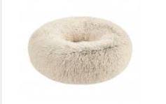 Petcrest Fur Donut Dog Bed, Tan, 24-in x 6-in